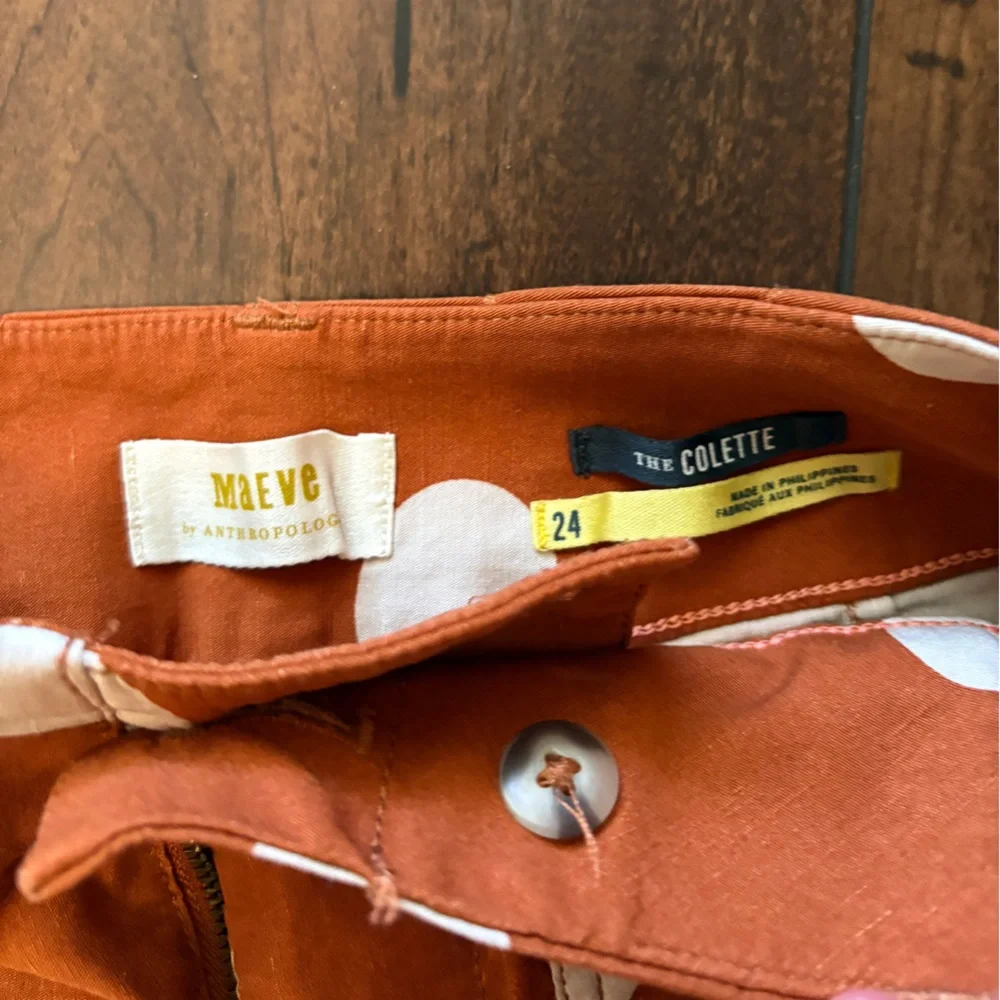 Maeve Colette Pant Orange and White Polka Dot - Picture 3 of 5